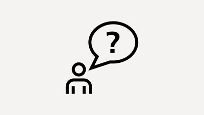 Icon: man with speech bubble and question mark