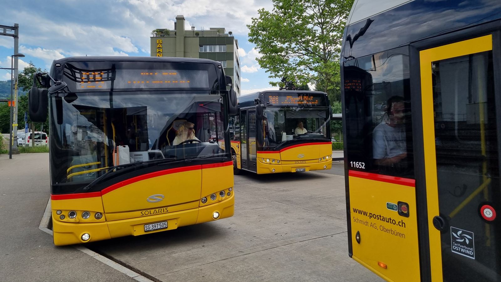 Three Postbuses in Uzwil