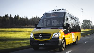 The PubliCar Vaud on-demand service on the road, transporting passengers safely to their destinations.