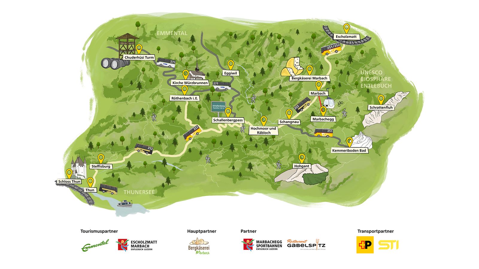 Carte dessinée sur laquelle on voit où la Ligne Schallenberg s’arrête partout.