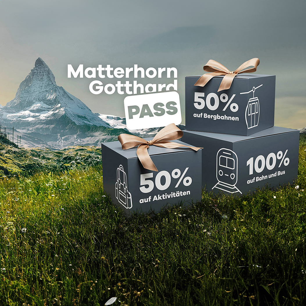 Regional passes – Matterhorn Gotthard Pass with train, bus, mountain railways and activities with mountain scenery